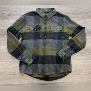 KUIU Green and Black Plaid Casual Button Down Shirt